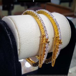 916 Silver Bangles With Cubic Stone