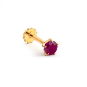 LARGE 21K GOLD NOSEPIN WITH RUBY