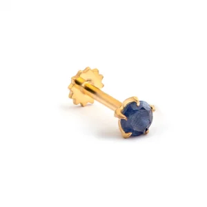 LARGE 21K GOLD NOSEPIN WITH SAPPHIRE